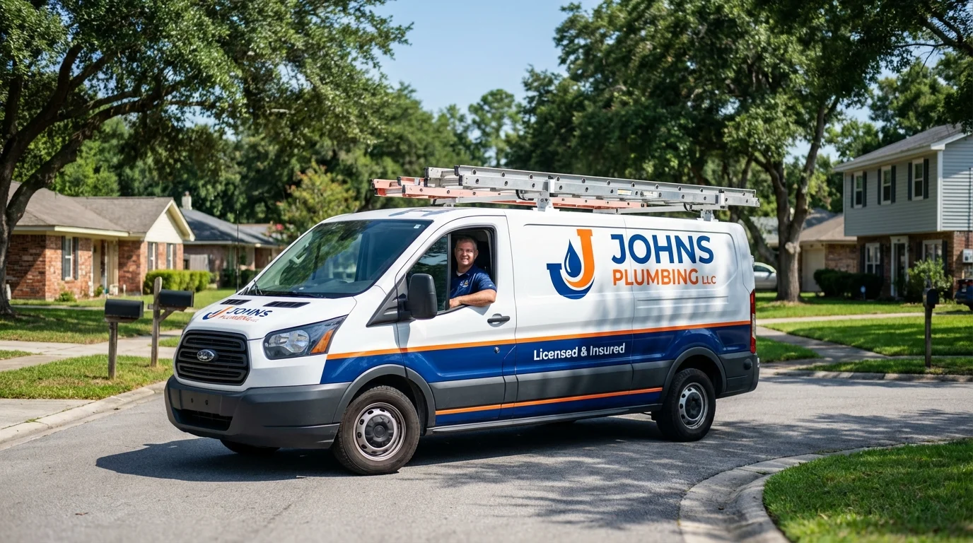 Johns Plumbing LLC service van in White Plains, NY