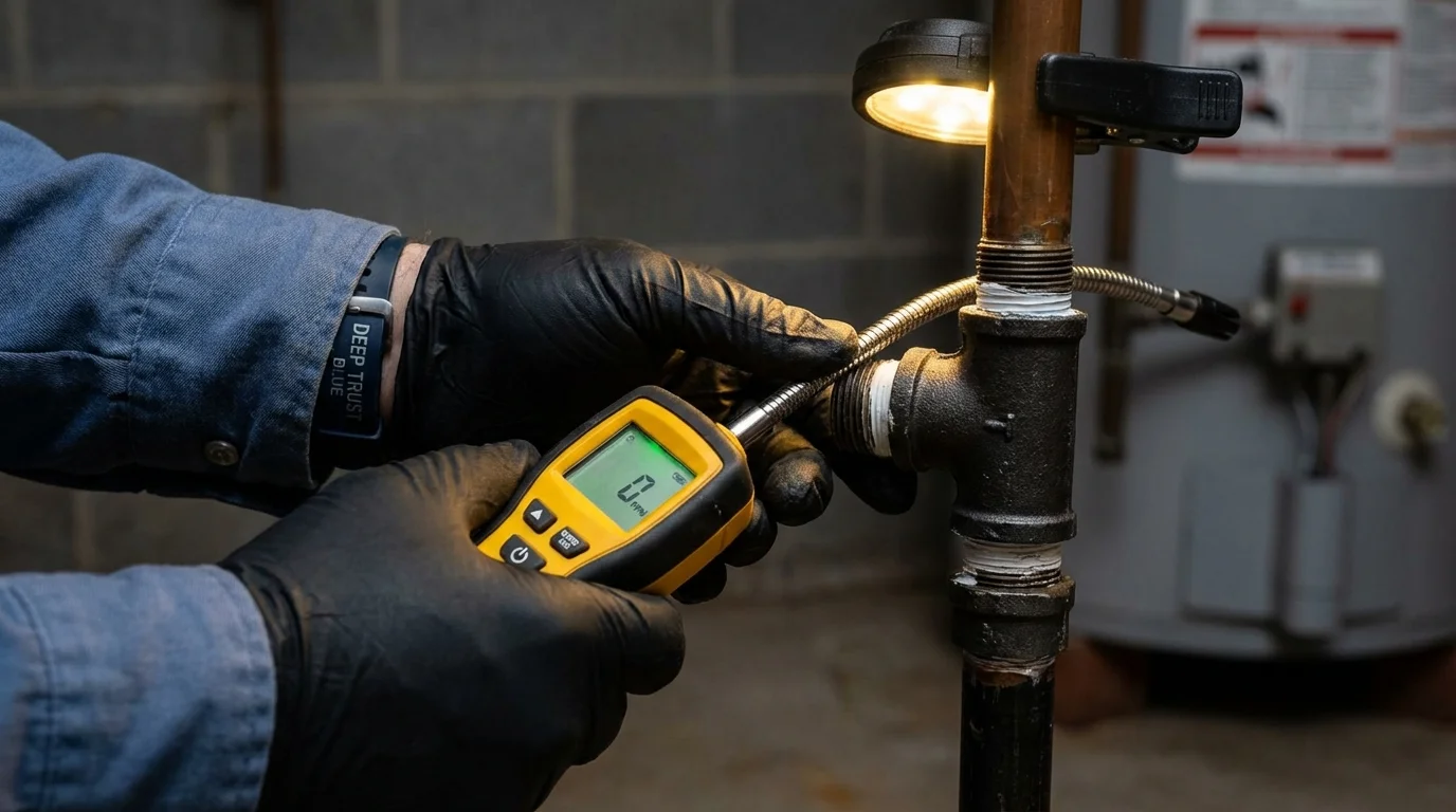 Gas leak detection with electronic sniffer by Johns Plumbing LLC in White Plains