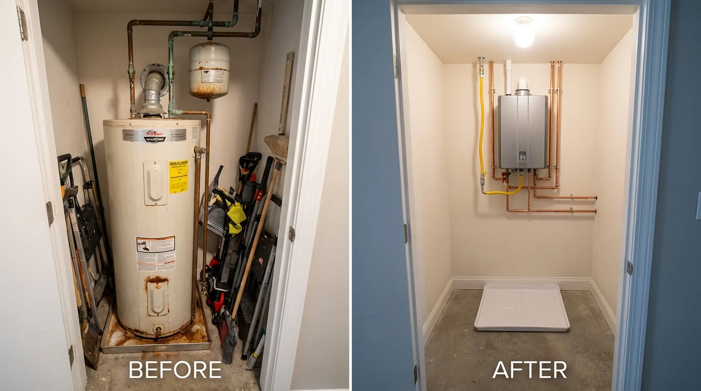 Tank water heater versus wall-mounted tankless unit comparison for White Plains, NY homeowners