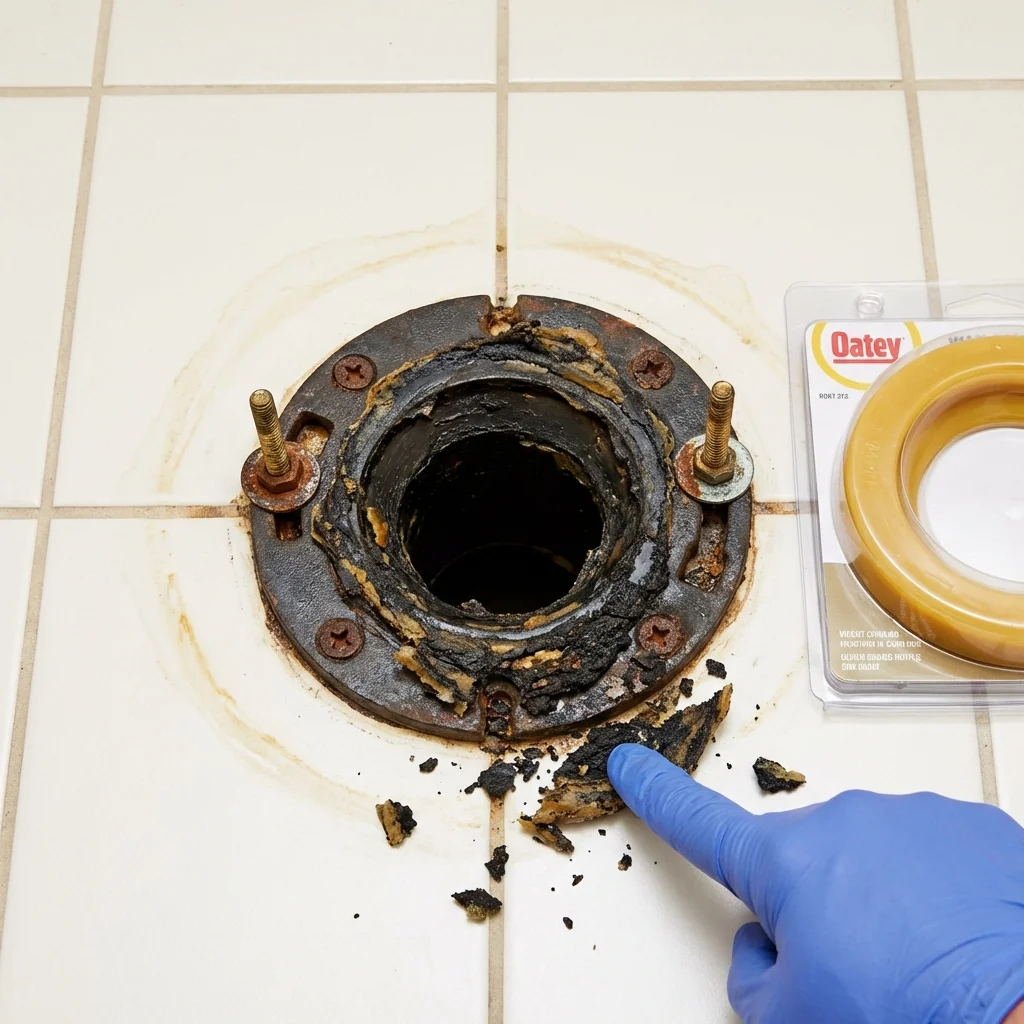 Failed wax ring showing water seepage at the base of a toilet in a White Plains, NY home
